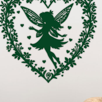 Intra απο ξύλο plywood 3mm-4mm πάχος – Χαρτί κομμένη καρδιά με Fairy 4 Δίασταση 20x20 cm INTRAFABR-112771044 - Image 1