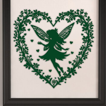 Intra απο ξύλο plywood 3mm-4mm πάχος – Χαρτί κομμένη καρδιά με Fairy 4 Δίασταση 20x20 cm INTRAFABR-112771044 - Image 2