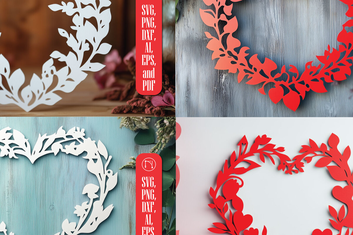 Intra απο ξύλο plywood 3mm-4mm πάχος – Δέσμη στεφάνι κομμένης καρδιάς Δίασταση  20x20 cm INTRAFABR-112937333