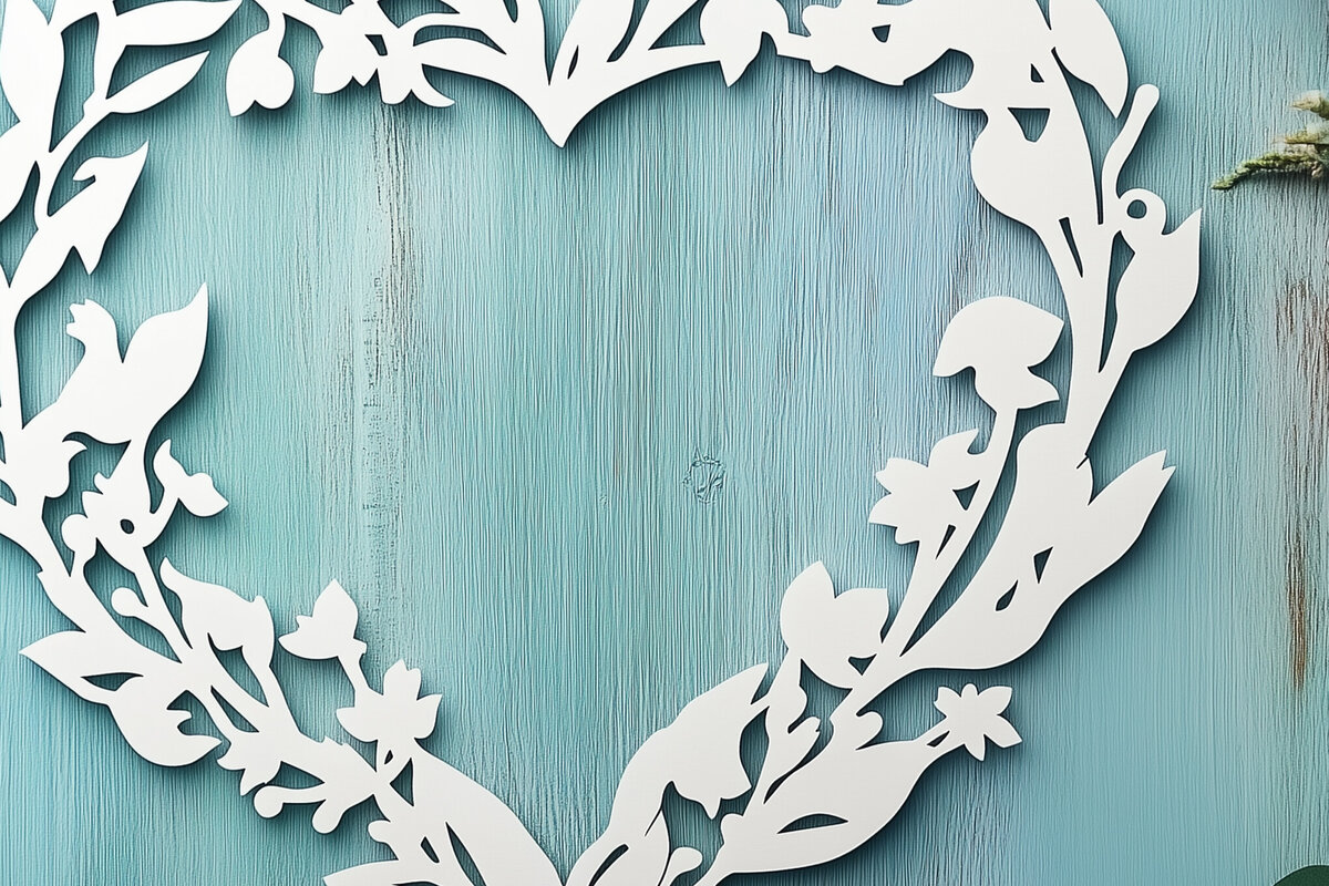 Intra απο ξύλο plywood 3mm-4mm πάχος – Paper Cut Heart Wreath Δίασταση  20x20 cm INTRAFABR-112936822