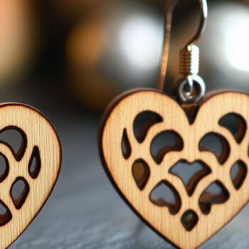 Intra απο ξύλο plywood 3mm-4mm πάχος – Paper Cut Hearts Earrings Δίασταση  5x5 cm INTRAFABR-112331169 - Image 1