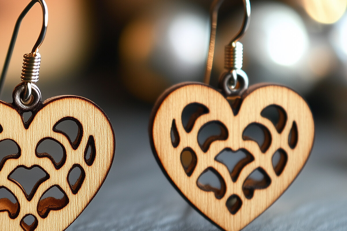 Intra απο ξύλο plywood 3mm-4mm πάχος – Paper Cut Hearts Earrings Δίασταση  5x5 cm INTRAFABR-112331169