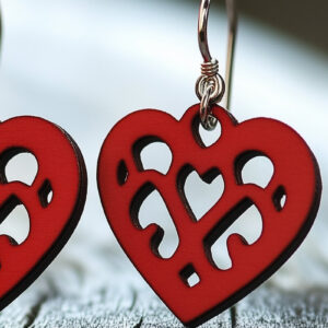 Intra απο ξύλο plywood 3mm-4mm πάχος – Paper Cut Hearts Earrings Δίασταση 5x5 cm INTRAFABR-112366301