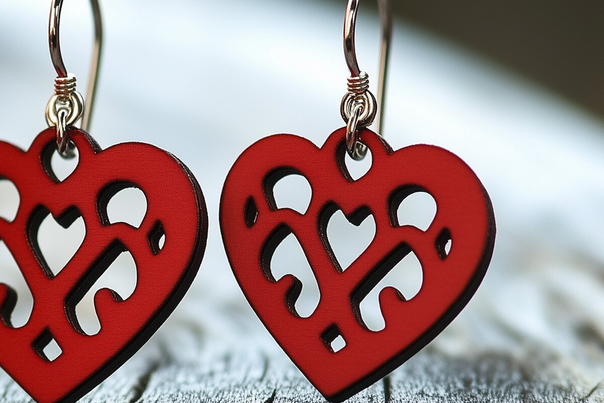 Intra απο ξύλο plywood 3mm-4mm πάχος – Paper Cut Hearts Earrings Δίασταση  5x5 cm INTRAFABR-112366301