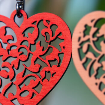 Intra απο ξύλο plywood 3mm-4mm πάχος – Paper Cut Hearts Earrings Δίασταση  5x5 cm INTRAFABR-112387075 - Image 1