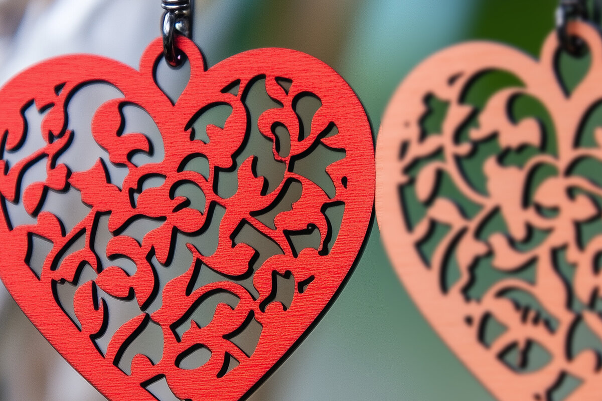 Intra απο ξύλο plywood 3mm-4mm πάχος – Paper Cut Hearts Earrings Δίασταση  5x5 cm INTRAFABR-112387075
