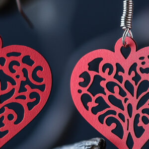 Intra απο ξύλο plywood 3mm-4mm πάχος – Paper Cut Hearts Earrings Δίασταση 5x5 cm INTRAFABR-112388084