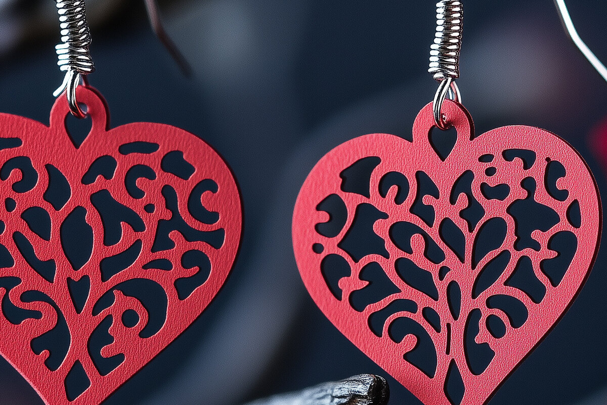 Intra απο ξύλο plywood 3mm-4mm πάχος – Paper Cut Hearts Earrings Δίασταση  5x5 cm INTRAFABR-112388084