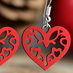 Intra απο ξύλο plywood 3mm-4mm πάχος – Paper Cut Hearts Earrings Δίασταση 5x5 cm INTRAFABR-112388293