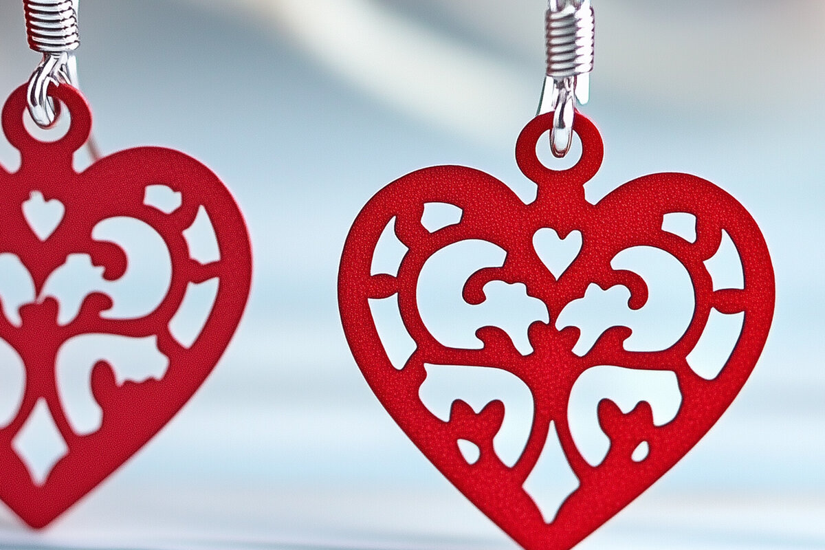 Intra απο ξύλο plywood 3mm-4mm πάχος – Paper Cut Hearts Earrings Δίασταση  5x5 cm INTRAFABR-112389685