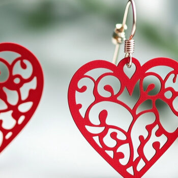 Intra απο ξύλο plywood 3mm-4mm πάχος – Paper Cut Hearts Earrings Δίασταση  5x5 cm INTRAFABR-112390103 - Image 1