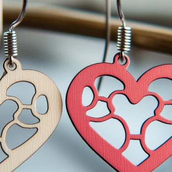 Intra απο ξύλο plywood 3mm-4mm πάχος – Paper Cut Hearts Earrings Δίασταση  5x5 cm INTRAFABR-112326517 - Image 1