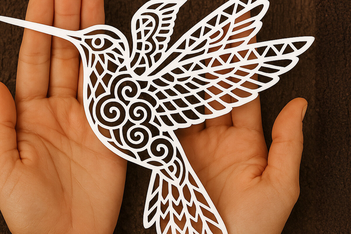 Intra απο ξύλο plywood 3mm-4mm πάχος – Κοπή χαρτιού Κολίβριο Δίασταση  20x20 cm INTRAFABR-119817488