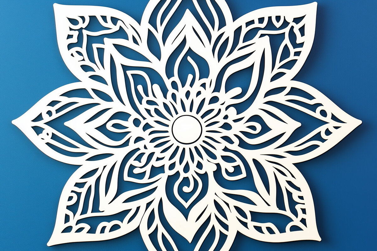 Intra απο ξύλο plywood 3mm-4mm πάχος – Paper Cut Lily Mandala Αρχείο Δίασταση  20x20 cm INTRAFABR-107544973