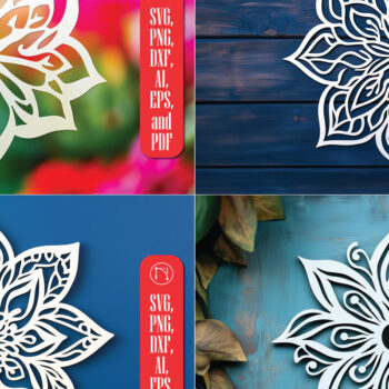 Intra απο ξύλο plywood 3mm-4mm πάχος – Πακέτο αρχείου Paper Cut Lily Mandala Δίασταση 20x20 cm INTRAFABR-107547119 - Image 1