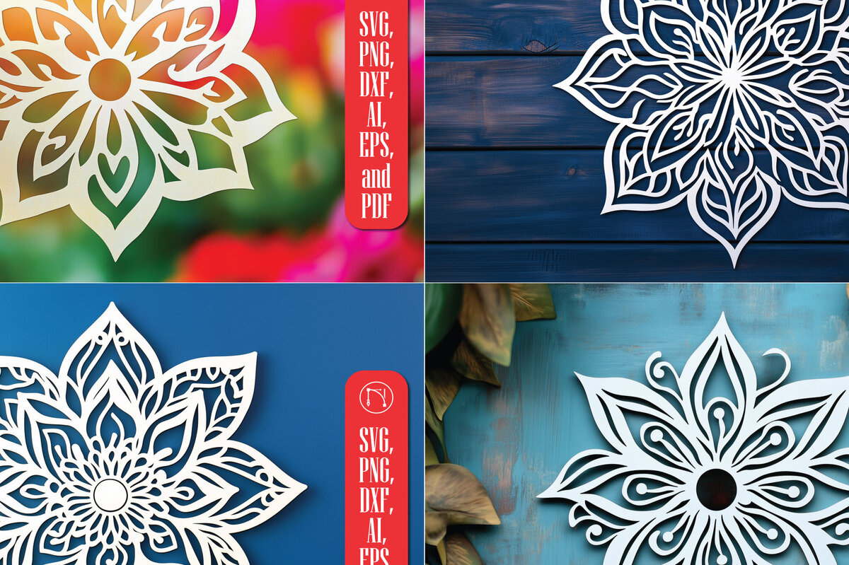 Intra απο ξύλο plywood 3mm-4mm πάχος – Πακέτο αρχείου Paper Cut Lily Mandala Δίασταση  20x20 cm INTRAFABR-107547119