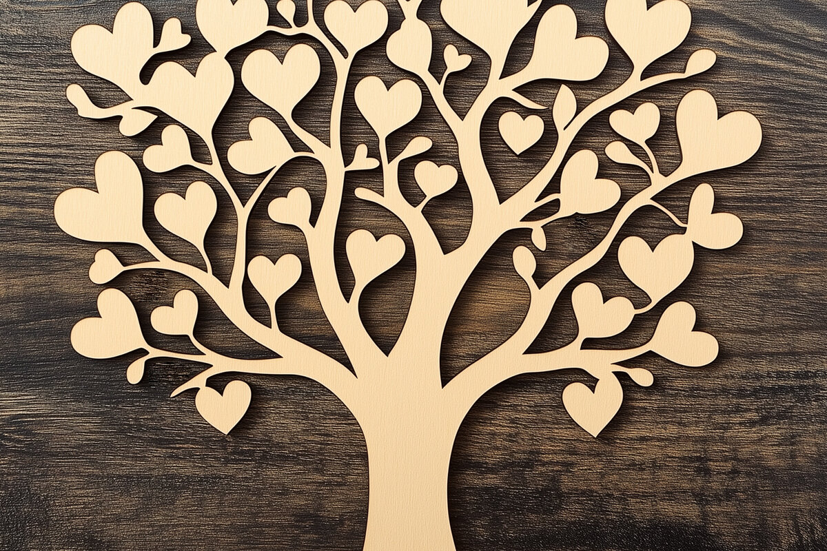 Intra απο ξύλο plywood 3mm-4mm πάχος – Paper Cut Love Tree Δίασταση  20x20 cm INTRAFABR-112694715
