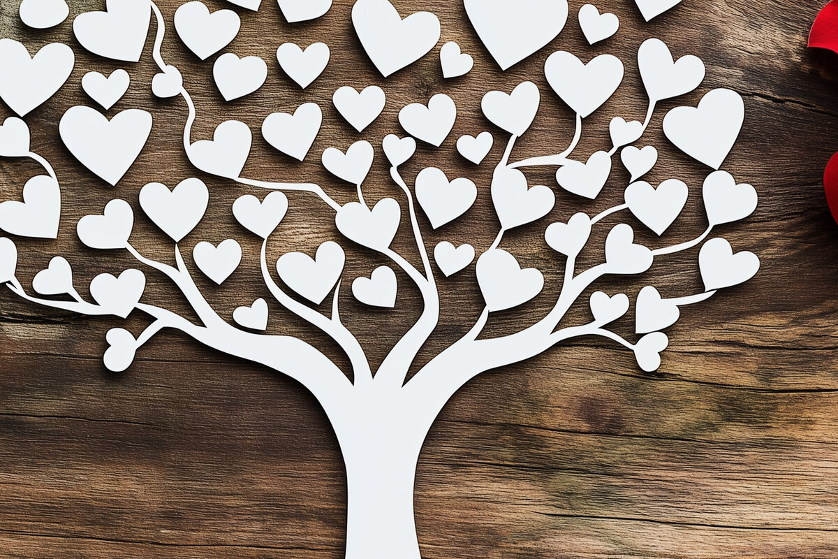 Intra απο ξύλο plywood 3mm-4mm πάχος – Paper Cut Love Tree Δίασταση  20x20 cm INTRAFABR-112695169