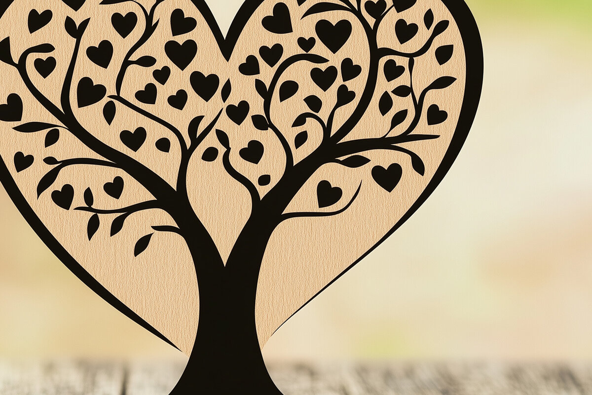 Intra απο ξύλο plywood 3mm-4mm πάχος – Paper Cut Love Tree Δίασταση  20x20 cm INTRAFABR-112696891