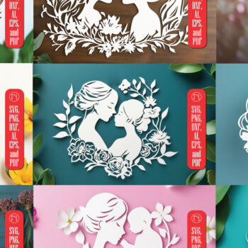 Intra απο ξύλο plywood 3mm-4mm πάχος – Πακέτο Paper Cut Mother's Day Δίασταση 20x20 cm INTRAFABR-117425686 - Image 1