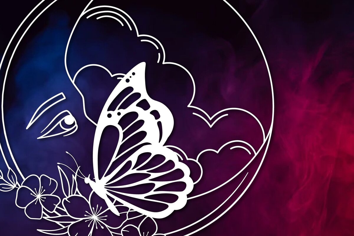 Intra απο ξύλο plywood 3mm-4mm πάχος – Διάνυσμα Mystical Butterfly Cut Paper Δίασταση  20x20 cm INTRAFABR-31022008