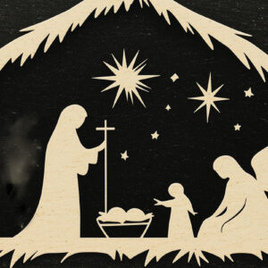 Intra απο ξύλο plywood 3mm-4mm πάχος – Χαρτοκομμένη Σκηνή της Γέννησης Δίασταση  20x20 cm INTRAFABR-106646120