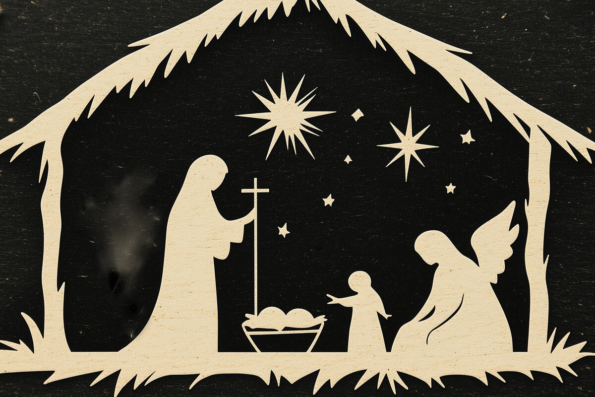 Intra απο ξύλο plywood 3mm-4mm πάχος – Χαρτοκομμένη Σκηνή της Γέννησης Δίασταση  20x20 cm INTRAFABR-106646120