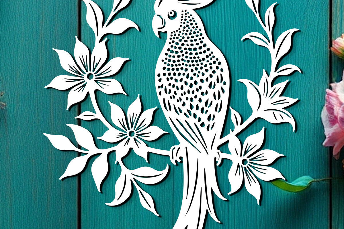 Intra απο ξύλο plywood 3mm-4mm πάχος – Paper Cut Parrot Bird Δίασταση  20x20 cm INTRAFABR-120072489