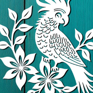 Intra απο ξύλο plywood 3mm-4mm πάχος – Paper Cut Parrot Bird Δίασταση  20x20 cm INTRAFABR-120072496
