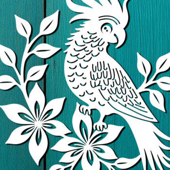 Intra απο ξύλο plywood 3mm-4mm πάχος – Paper Cut Parrot Bird Δίασταση  20x20 cm INTRAFABR-120072496 - Image 1