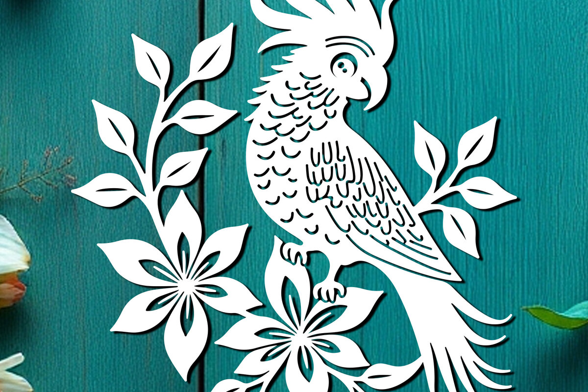 Intra απο ξύλο plywood 3mm-4mm πάχος – Paper Cut Parrot Bird Δίασταση  20x20 cm INTRAFABR-120072496