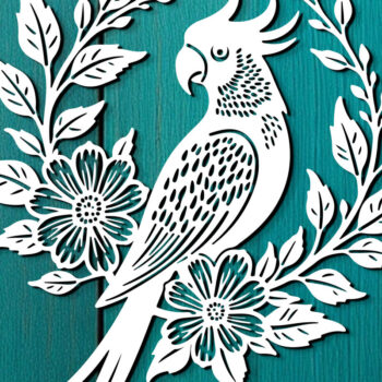 Intra απο ξύλο plywood 3mm-4mm πάχος – Paper Cut Parrot Bird Δίασταση  20x20 cm INTRAFABR-120072502 - Image 1