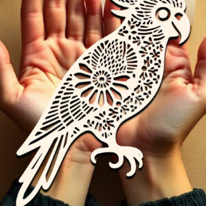 Intra απο ξύλο plywood 3mm-4mm πάχος – Paper Cut Parrot Bird Δίασταση  20x20 cm INTRAFABR-120031433
