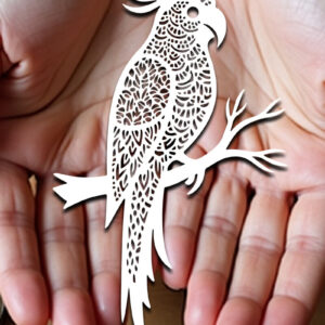 Intra απο ξύλο plywood 3mm-4mm πάχος – Paper Cut Parrot Bird Δίασταση  20x20 cm INTRAFABR-120031438