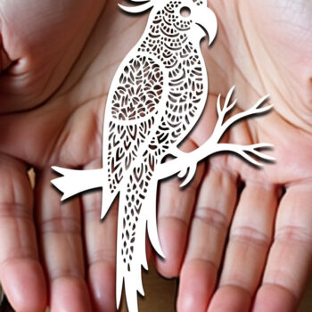 Intra απο ξύλο plywood 3mm-4mm πάχος – Paper Cut Parrot Bird Δίασταση  20x20 cm INTRAFABR-120031438 - Image 1