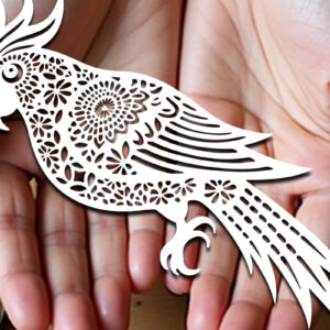 Intra απο ξύλο plywood 3mm-4mm πάχος – Paper Cut Parrot Bird Δίασταση  20x20 cm INTRAFABR-120031449