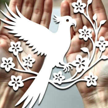 Intra απο ξύλο plywood 3mm-4mm πάχος – Paper Cut Parrot Bird Δίασταση  20x20 cm INTRAFABR-120031458 - Image 1