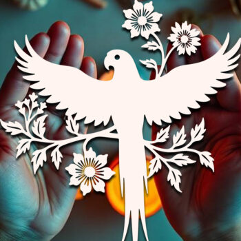 Intra απο ξύλο plywood 3mm-4mm πάχος – Paper Cut Parrot Bird Δίασταση  20x20 cm INTRAFABR-120031465 - Image 1