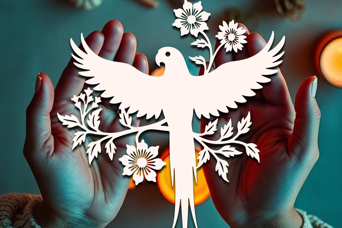 Intra απο ξύλο plywood 3mm-4mm πάχος – Paper Cut Parrot Bird Δίασταση  20x20 cm INTRAFABR-120031465