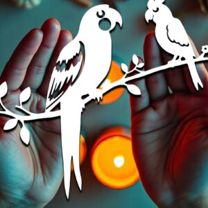 Intra απο ξύλο plywood 3mm-4mm πάχος – Paper Cut Parrot Bird Δίασταση  20x20 cm INTRAFABR-120031469