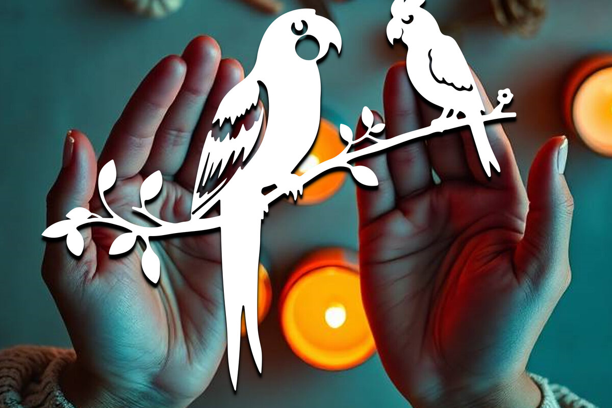 Intra απο ξύλο plywood 3mm-4mm πάχος – Paper Cut Parrot Bird Δίασταση  20x20 cm INTRAFABR-120031469