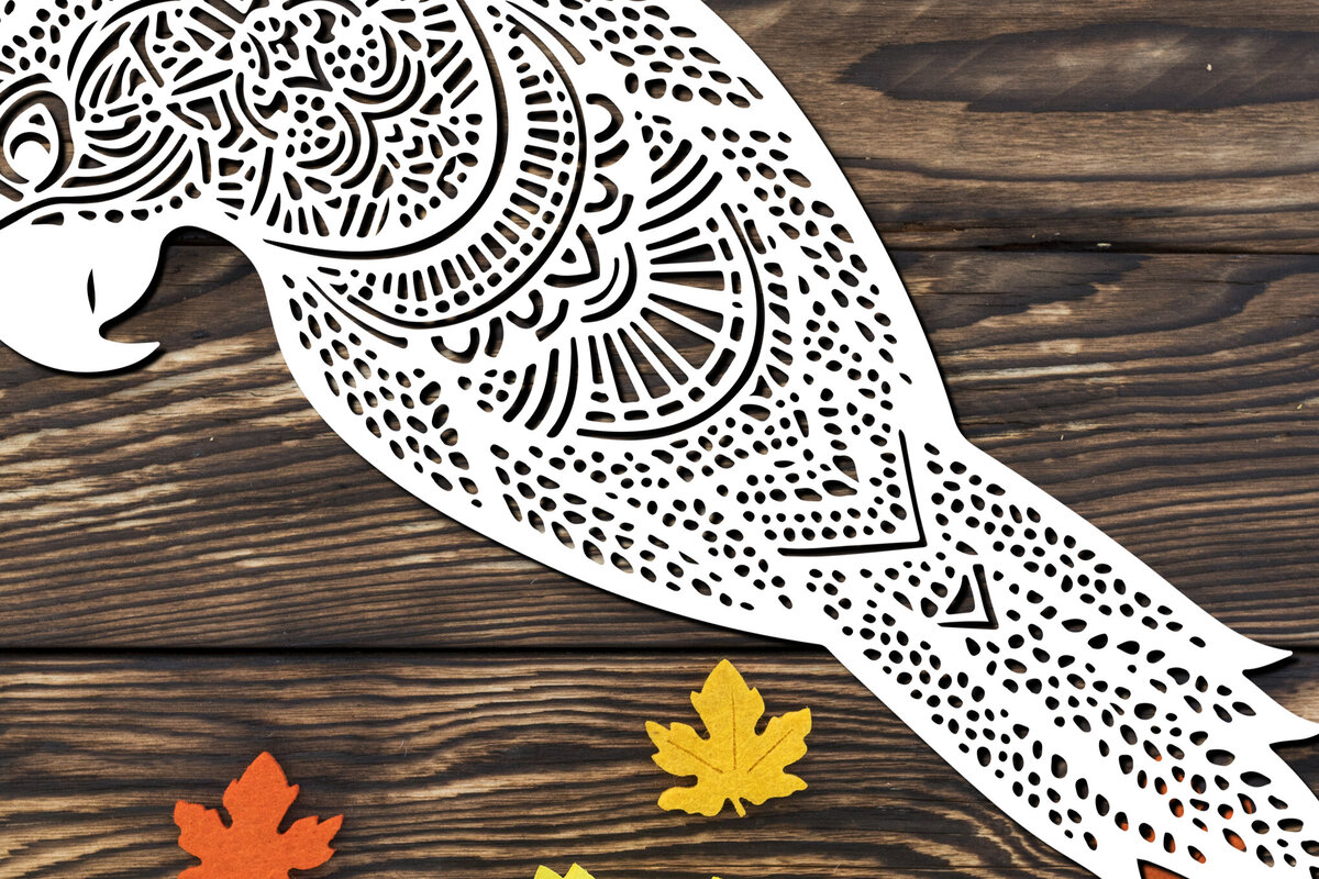 Intra απο ξύλο plywood 3mm-4mm πάχος – Paper Cut Parrot Bird Δίασταση  20x20 cm INTRAFABR-120072448