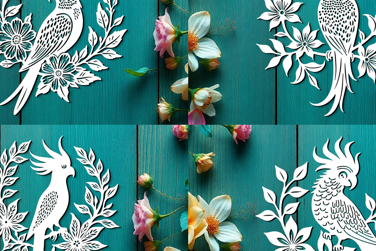 Intra απο ξύλο plywood 3mm-4mm πάχος – Πακέτο Paper Cut Parrot Bird Δίασταση  20x20 cm INTRAFABR-120266367