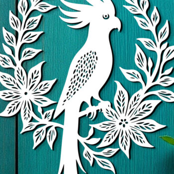 Intra απο ξύλο plywood 3mm-4mm πάχος – Πακέτο Paper Cut Parrot Bird Δίασταση  20x20 cm INTRAFABR-120266367 - Image 3