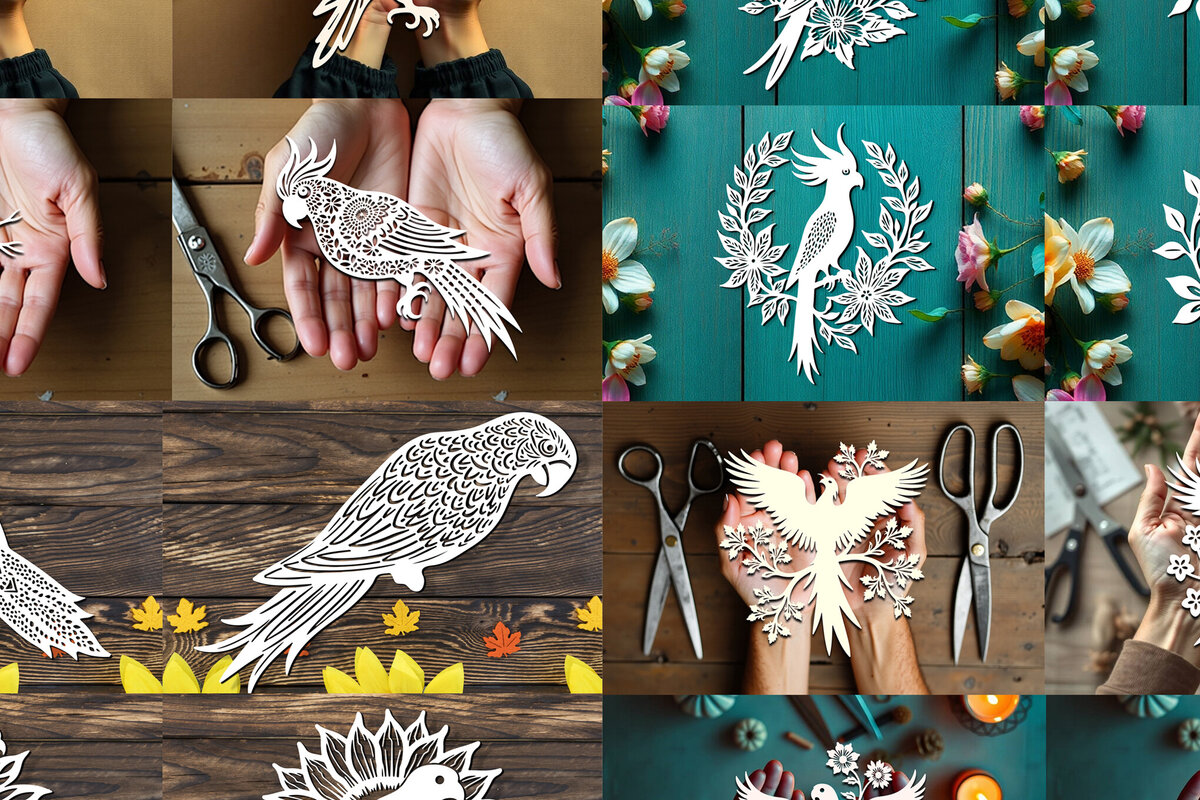 Intra απο ξύλο plywood 3mm-4mm πάχος – Πακέτο Paper Cut Parrot Bird Δίασταση  20x20 cm INTRAFABR-120398724