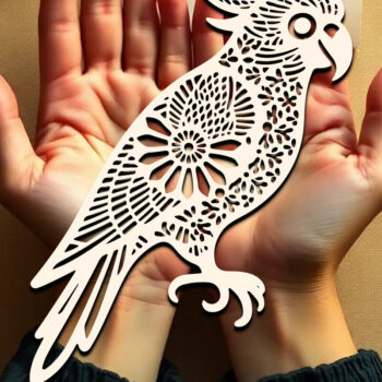 Intra απο ξύλο plywood 3mm-4mm πάχος – Πακέτο Paper Cut Parrot Bird Δίασταση  20x20 cm INTRAFABR-120398724 - Image 7