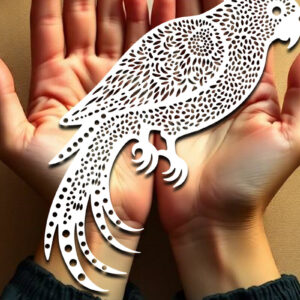 Intra απο ξύλο plywood 3mm-4mm πάχος – Paper Cut Parrot Bird Δίασταση  20x20 cm INTRAFABR-120031415