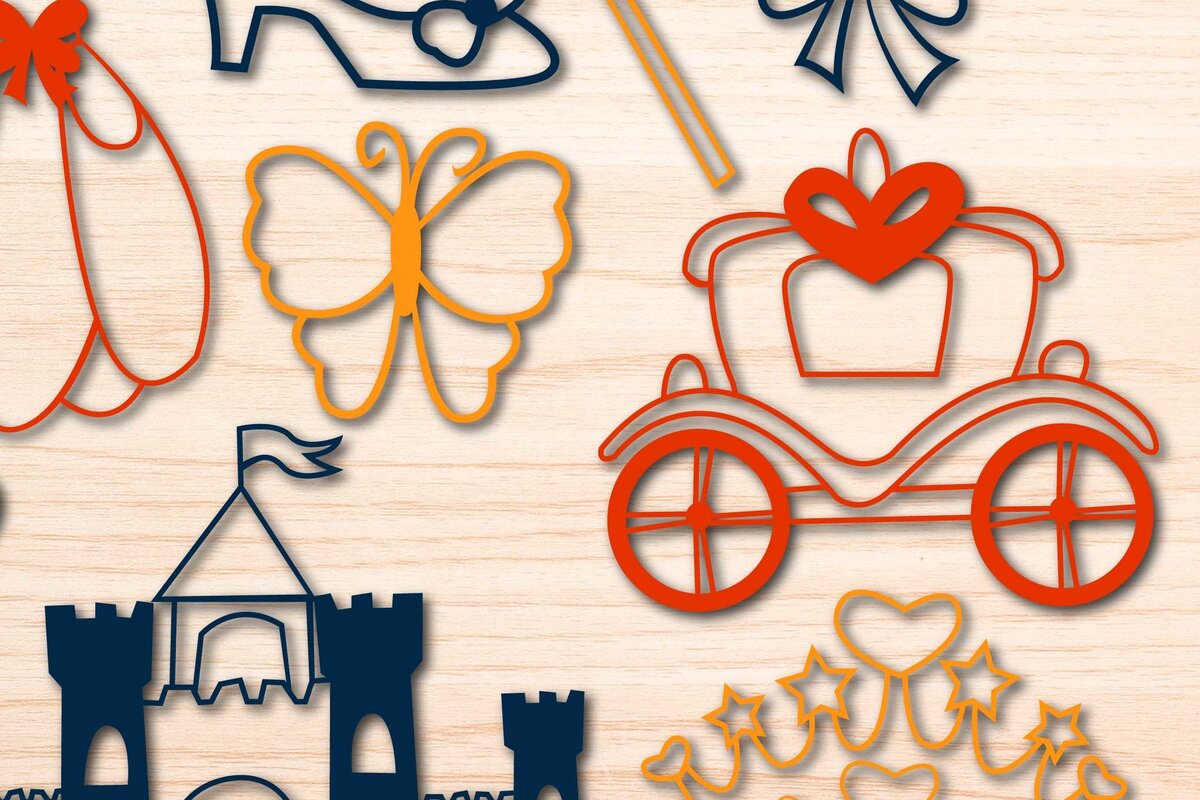 Intra απο ξύλο plywood 3mm-4mm πάχος – Paper Cut Princes Ornaments Bundle Δίασταση  20x20 cm INTRAFABR-76257198