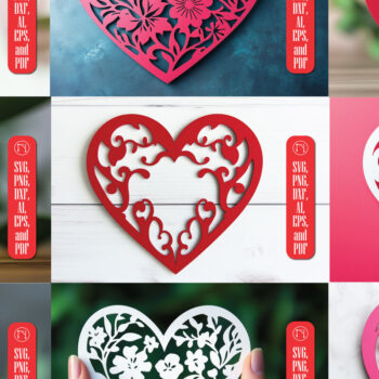 Intra απο ξύλο plywood 3mm-4mm πάχος – Πακέτο Scalloped Heart Cut Paper Cut Δίασταση  20x20 cm INTRAFABR-115548304 - Image 1