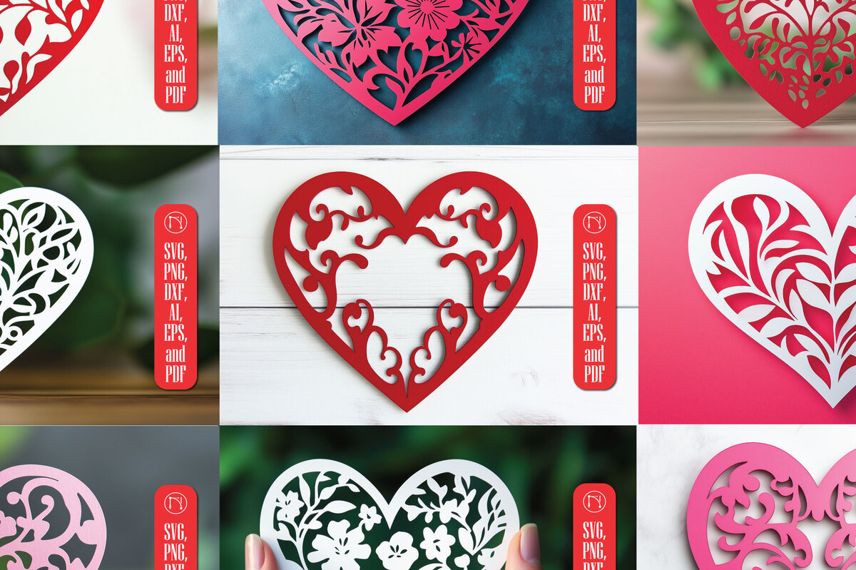 Intra απο ξύλο plywood 3mm-4mm πάχος – Πακέτο Scalloped Heart Cut Paper Cut Δίασταση  20x20 cm INTRAFABR-115548304